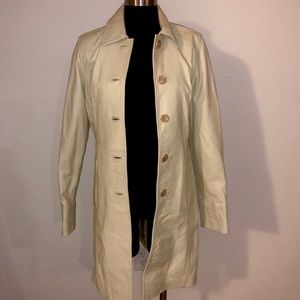 Creame Leather Tench Coat